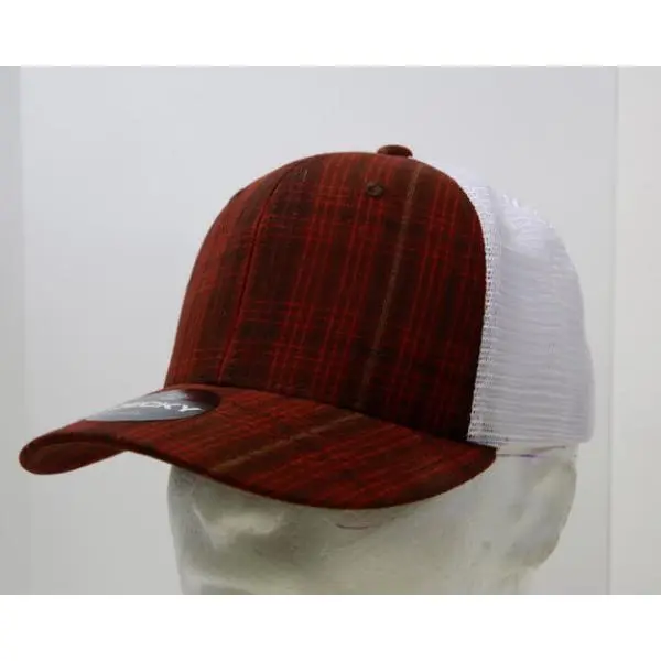 212 MAIN 6-Panel Mid Profile Structured Plaid Mesh Snapback Trucker Style Hat - 6017-206, 206-White, 1 Size Fits Most, Mesh Hats, Snapback Trucker Hats