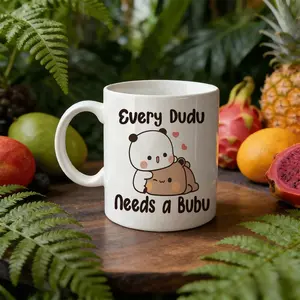 1 Cute Ceramic Coffee Cup with Panda & Bear Design - Insulated Reusable Mug, Dishwasher (for dishwasher, not microwave), Cute Bubu Panda & Bear Ceramic Cup for Coffee, Tea, Soup, Smoothies - Gift