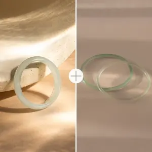 Jade Jewelry Set by Caitlyn Minimalist - Skinny Jade Ring & Thin Bangle Set of 2 - Green Gemstone Jewelry - Gift for Her