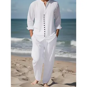 Men'S Fashion Print Suit, Casual Pure White Texture Print Pattern, Casual Party, Evening Party Daily Festival, Home, Four Seasons Stand-Up Collar Casual Suit