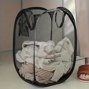 Foldable Pop-Up Laundry Basket, Large Capacity Mesh Dirty Clothes Bin, Ergonomic Handle, Ideal for Bathroom, Bedroom, Living Room, Home Organization Gift