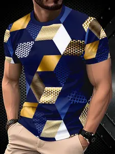 Men's Casual Sport 3D Print T-Shirt - Vibrant Street Style Design, Breathable Crew Neck Regular Fit, Machine Washable Summer Casual Top, Cool Gift, Artistic Fashion, Everyday Comfortable Fabric