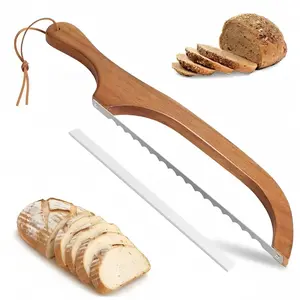 Wooden Bread Knife, Easy Toast Slicer, French Baguette Kitchen Baking Tool, Toothed Bread Slicing Blade, Self-Made Yeast Cake Cutter, Kitchenware