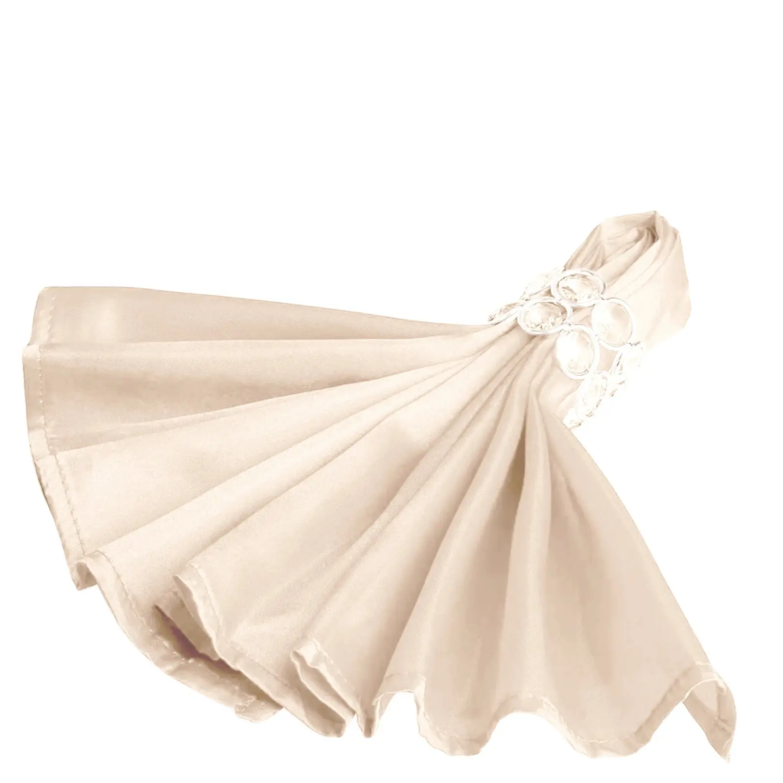 Beige Satin Square Solid Elegant Reusable Cloth Napkins - 5-Pack, 20"x20" Soft Kitchen Tableware for Weddings, Restaurants