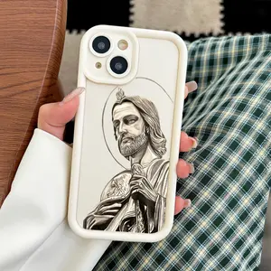 San Judas Tadeo Pattern Phone Case, Soft Silicone, Fully Protected and Shockproof For iPhone 17 16 15 Pro Max 14 13 12 11 X Plus Mini Cover Protective