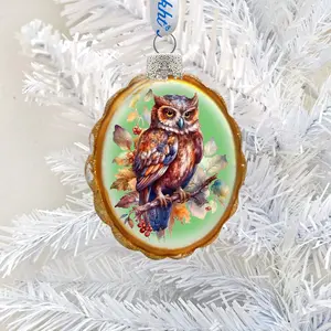 Designocracy 776001 3 x 2 in. Brown Owl Mercury Glass Ornaments Wildlife Holiday Decor