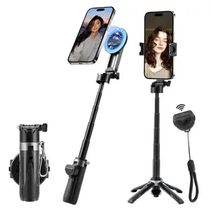 New Portable Selfie Stick with Magnetic Smartphone Tripod, Tripod Light, Wireless Remote Control, Extensible Tripod, Tripod Stabilizer, 360 Degree Adjustable, Selfie Stand, Compatible with All Iphones/androids