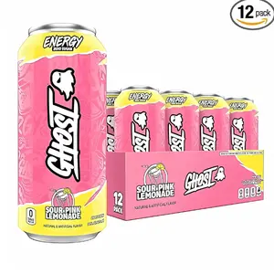 Ghost Energy Beverage - 12-Pack 16oz Sour Pink Lemonade Cans, 200mg Natural Caffeine, L-Carnitine, Taurine, Vitamin, Gluten-Free Vegan Sports Drink for US Consumers, Energy Boost