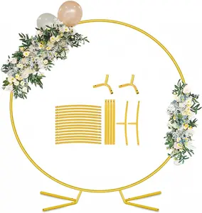 Round Golden Metal Balloon Arch Kit (6.7FT), Wedding Circle Backdrop Stand Frame for Birthday Party, Bridal Shower, Graduation, Photo Background Decoration.