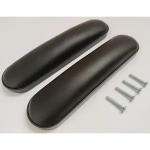 Desk arm pad (9-1/8"), wheelchair and transport chair arm pads with hardware replacement parts, vinyl arm pad parts compatible with all brands, 1 pair, black
