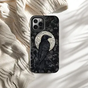 Gothic Raven Moon Phone Case  Dark Aesthetic Crow Art Design  For iP Phone 17, 16, 15, 14, 13, 12, 11, X – Pro  Pro Max  Pl
