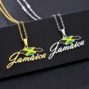 Male and female couples versatile stainless steel retro dripping African Jamaican pendant necklace