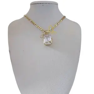 LaYaiBoutique #1274 14k Gold Necklace with Gemstone Pendant