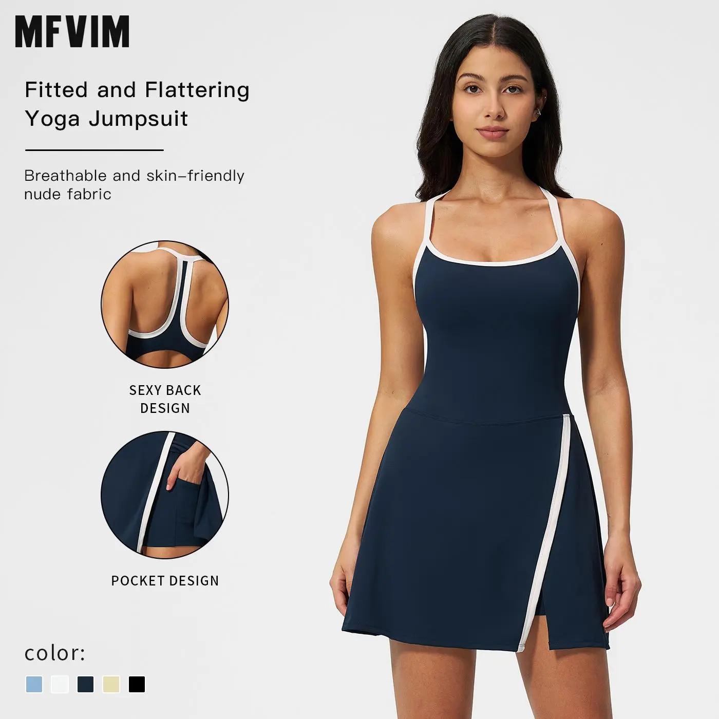 MFVIM Women's Sleeveless Athletic Dress, Breathable Slim Fit with Cutout Back, Quick-Dry for Yoga & Exercise, Workout Athletic Dresses, Sleeveless Workout Dress