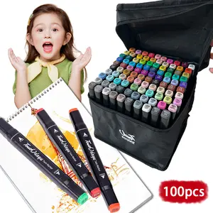 Teeny Baby 100 Color Markers Set, Art Marker Pen, Dual Tip Fine Point, Ideal for Drawing, Journaling, Art Projects, Includes Storage Box, Vibrant Colors