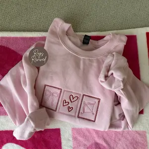 Embroidered Valentine’s Day Stamps Sweatshirt Holiday Gift Embroidery Neutral Unisex