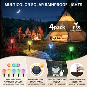 ROOMART [Viral Glow] Magic 5-Color Solar Garden Lights - Auto Color-Cycle Bubble Lens Path Lights, IP55 Waterproof & Solar Powered (Pack of 4) solarlight