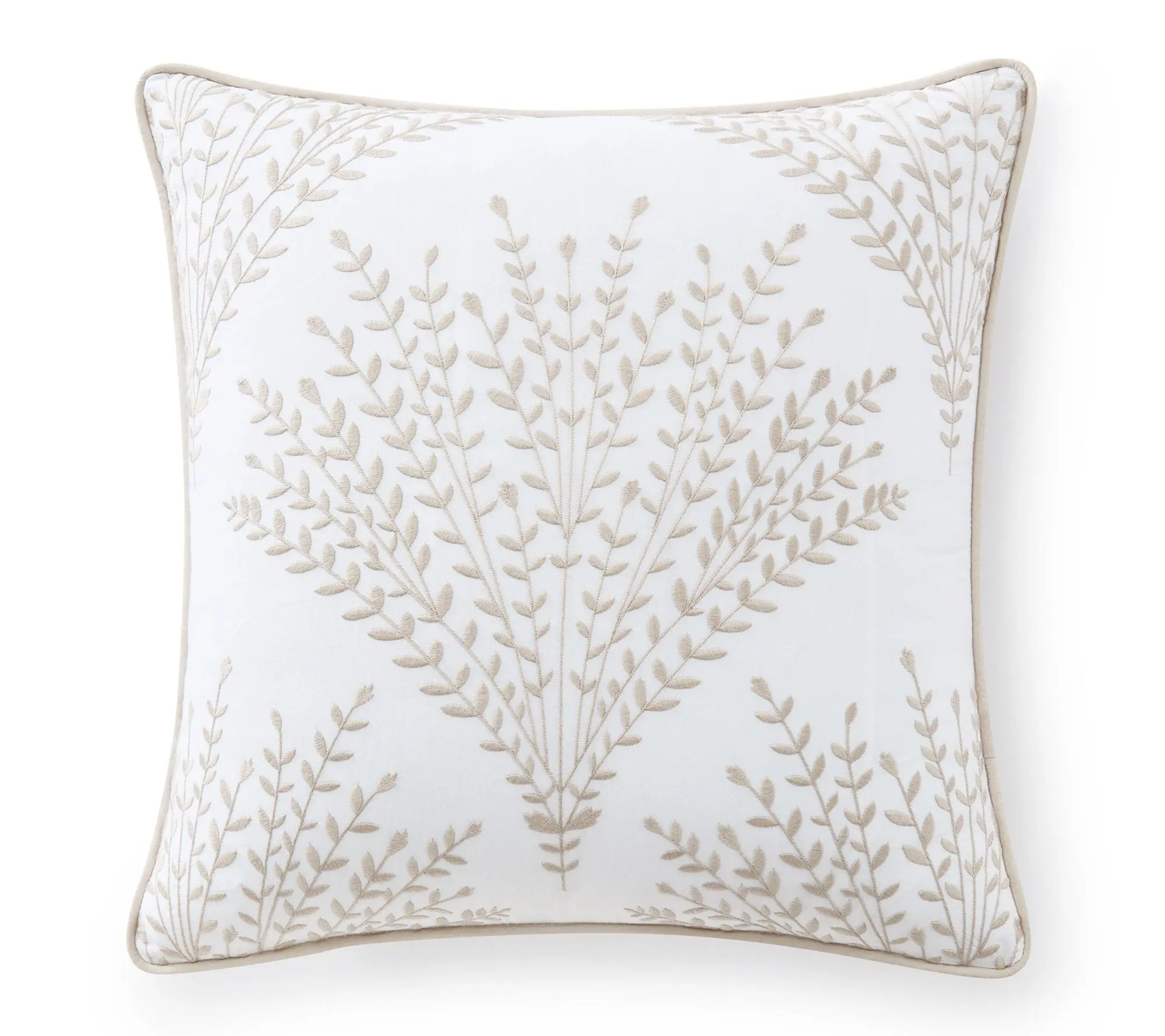 Martha Stewart Cottage Leaf White Cotton Decorative Pillow
