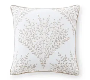 Martha Stewart Cottage Leaf White Cotton Decorative Pillow
