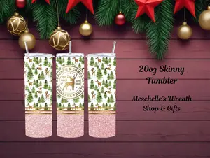 Rudolph & Co Christmas Winter Tumbler with Lid and Reusable Straw - 20 oz Stainless Steel Cup - Drinkware Bottle Plastic