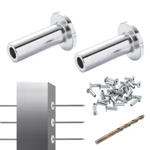 121 Pack T316 Stainless Steel Protector Sleeves For 1/8-Inch Wire Rope Cable Railing, DIY Balustrade Marine Grade, Includes Free Drill Bit, Silver Finish, Durable Corrosion-Resistant For Outdoor Decks And Stair Railings