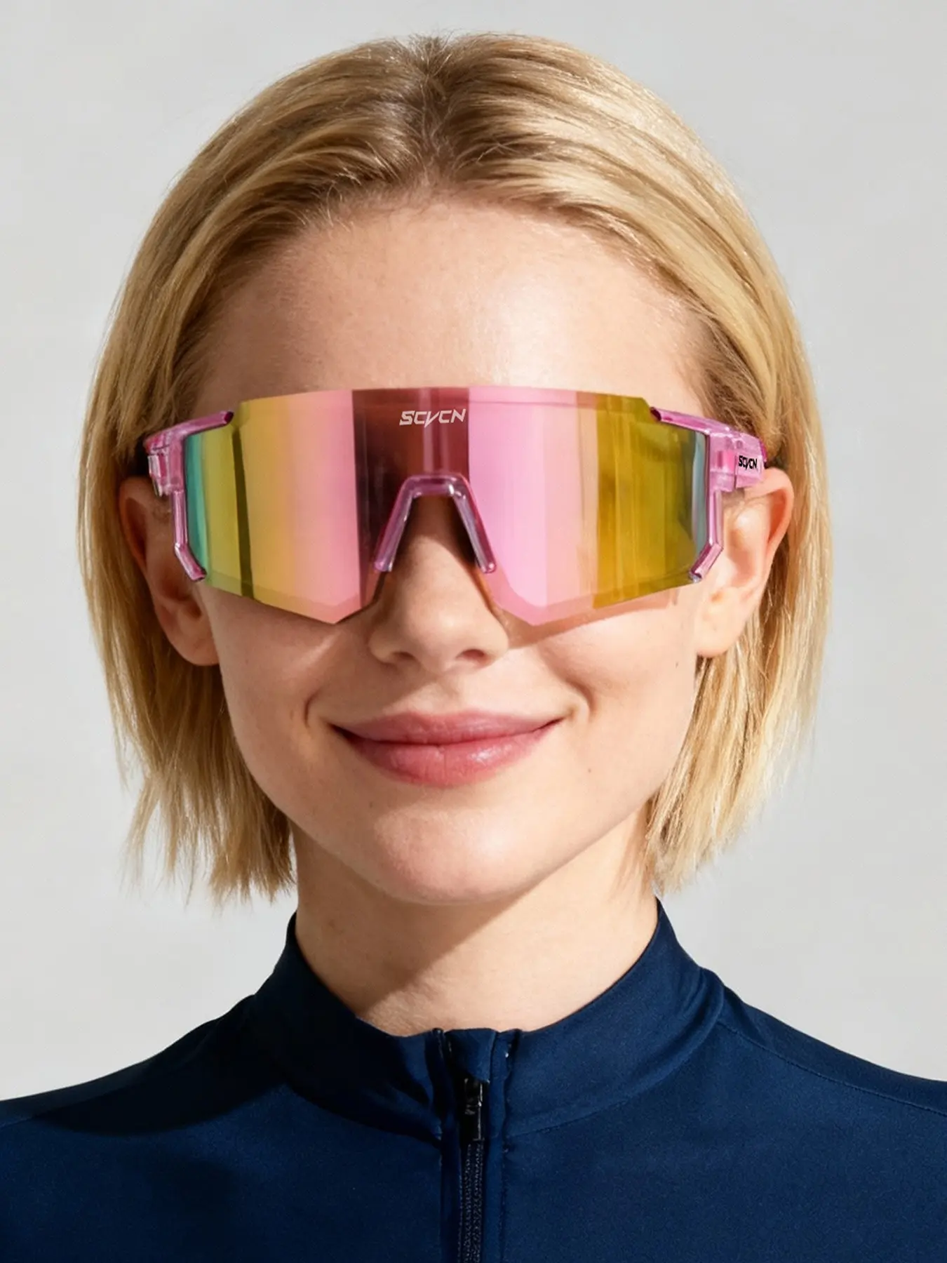 1pc SCVCN Fashion Women Trendy Sporty Sunglasses Outdoor Running Glasses Sports Glasses