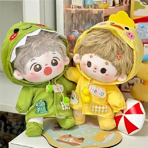 Cotton Doll Clothes 10cm 20cm Cute Animal Hooded Raincoat Plush Doll Changing Clothes Set Outdoor Outfit For Stuffed Plush Toy