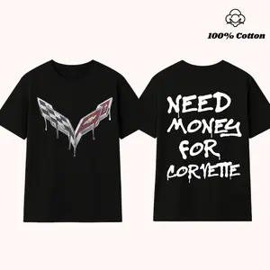 Need Money For Corvette Tshirt, Vintage Car Graphic T-Shirt, Funny Muscle Car Lover Shirt, Top menswear, Retro Auto Enthusiast Gift