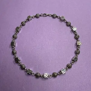 Heavyweight Dice Necklace Vintage 50cm Unisex Stainless Steel Chain Jewelry with Unique Floral Design for Men and Women