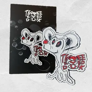 Three Eyed Duck - White evil mouse enamel pin - streetwear