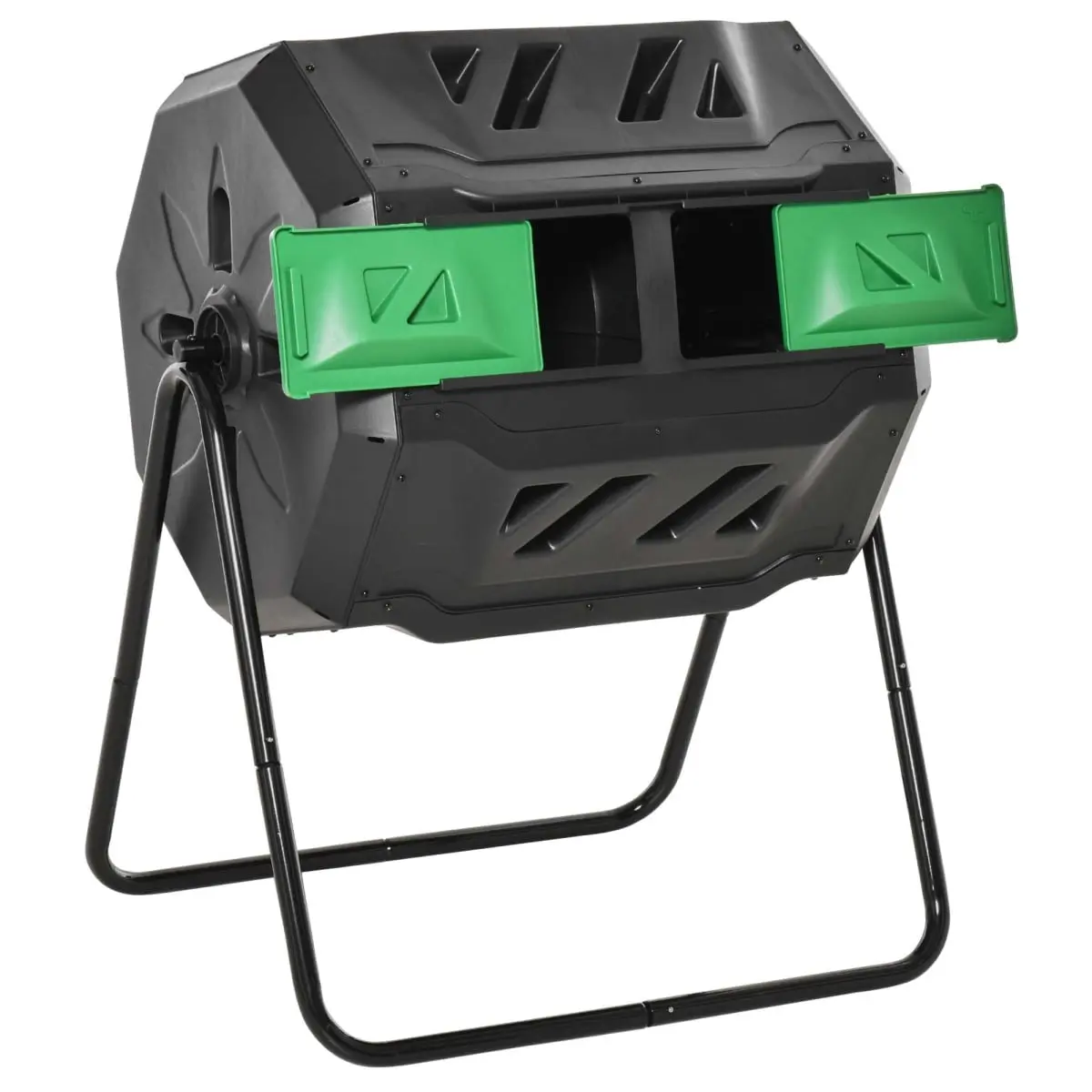 212 Main 845-490GN 43 gal Outsunny Tumbling Compost Bin Outdoor 360 Dual Chamber Rotating Composter, Green