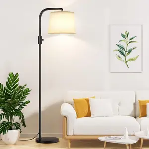 Fully Dimmable Floor Lamp with 9W LED Bulb, Standing Lamp for Living Room with Adjustable Head, Modern Tall Standing Light with Rotary Switch for Office