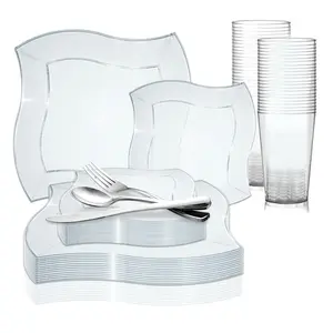 Clear Wave Plastic Wedding Value Set