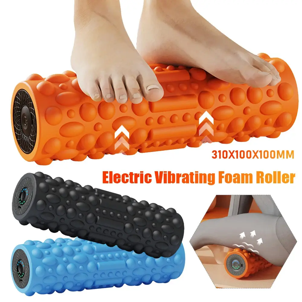 Electric Vibrating Foam Roller Massage Column Rechargeable Muscle Roller 5 Modes Tissue Massager for Yoga Pilates