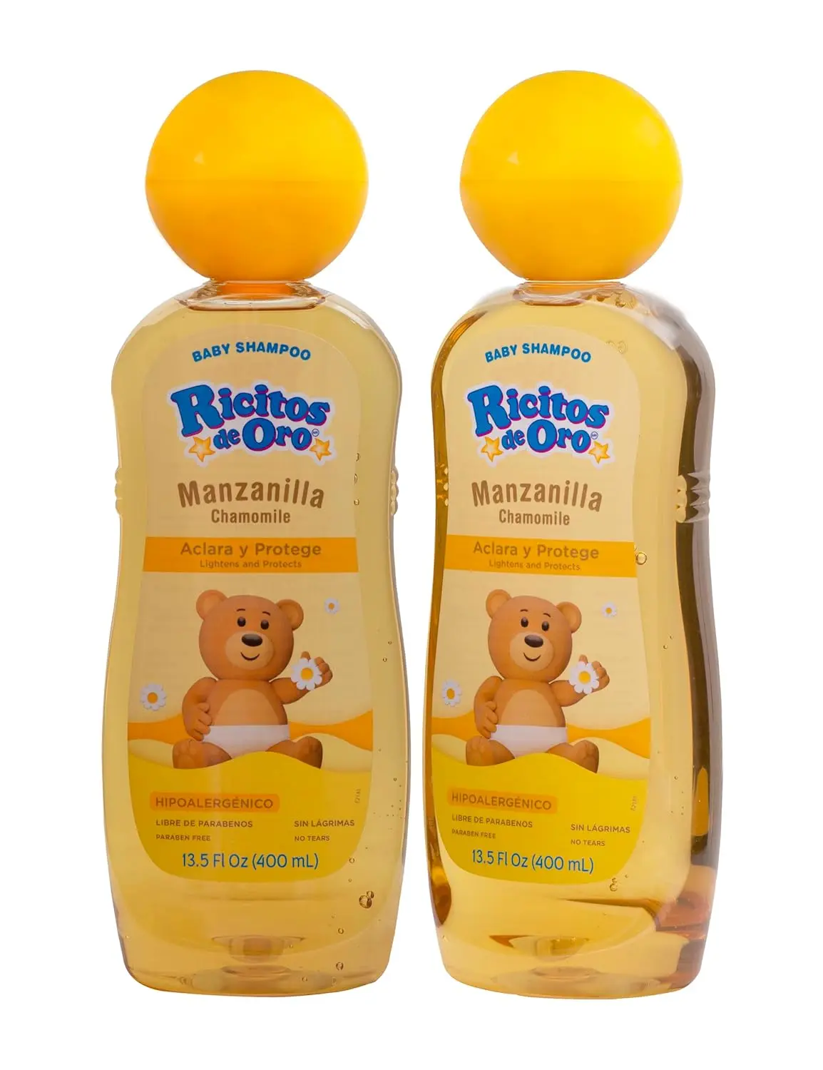 Ricitos de Oro Kid Shampoo & Body Care, Chamomile-Infused Cleansing & Lightening Baby Hair Care, Paraben-Free, Hypoallergenic, 2-Pack (13.5 fl oz Each)