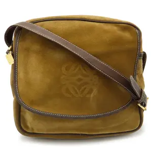 Pre-owned Loewe Suede  Shoulder Bags Suede/Leather Anagram Shoulder Bag