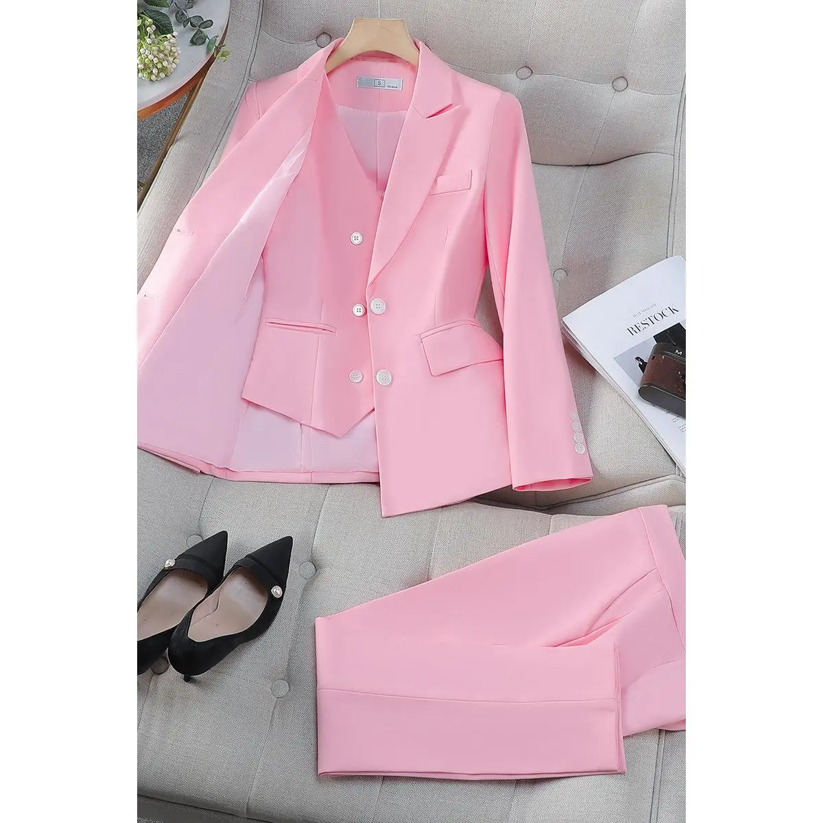 9536 pink suit+pants+vest