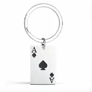 (BLK) Ace of Spade Playing Cards Metal Key Chain Travel Souvenir Amazing Metal Black Vehicle Keychain Cartoon Hippie Jewelry Accessory Quality Perfect for Backpacks, Gym bags, or Keys