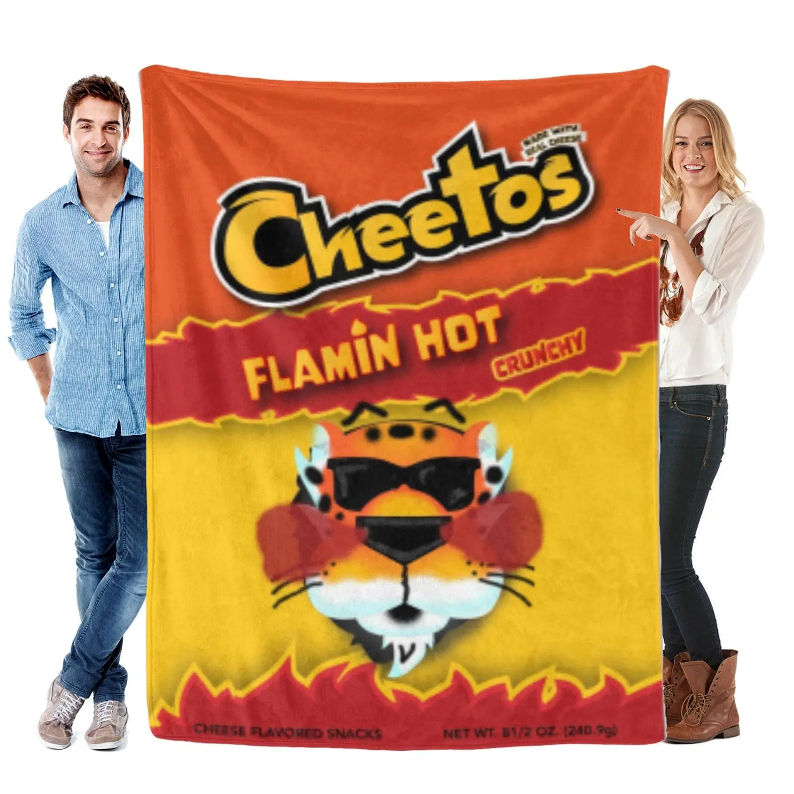 Cheetos Snack Print Fleece Throw Blanket Multiple Sizes Available Ultra Soft Fluffy Warm Plush Lightweight Bed Couch Sofa Cover for Snack Lovers Bedroom Living Room Dorm Home Decoration Great Holiday Birthday Gift for Family Friends
