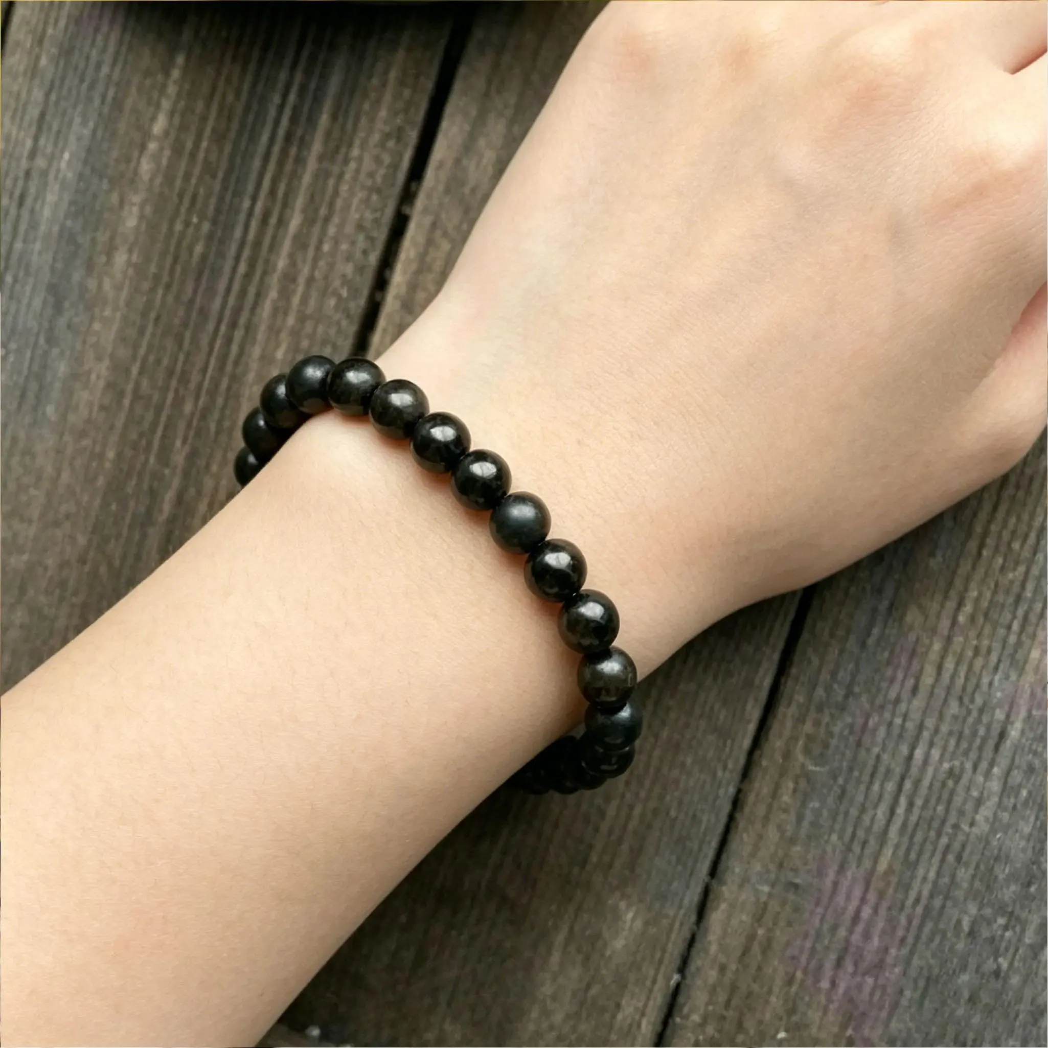 Handmade Minimalist Natural Crystal Bracelets, 6mm Black Tourmaline-Obsidian-Black Onyx Beads, Triple Protection Energy Bracelet for Adults' Daily Wear, Unique Gift
