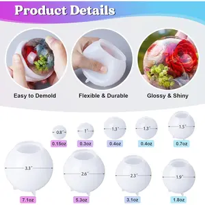 9 Pcs Sphere Silicone Molds for Resin, Upgraded Seamless 3D Sphere Resin Molds Silicone,Large Round Ball Epoxy Resin Molds for Flowers Preservation,Resin Casting, Soap, Candle - Home Improvement.