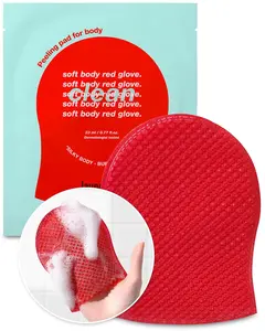 LAUNDRYOU Exfoliating Body Glove Personal Care Pack, Gentle Bath Cleansing Scrub Mitt with Hyaluronic Acid & Papaya Enzyme for Nourishing Body Care, Korean Normal Skin Bath & Shower Essential (5 Pads)