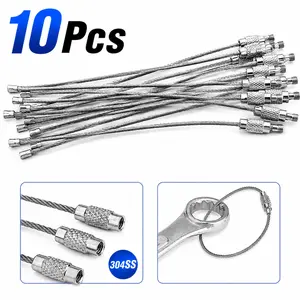 304 Stainless Steel Wire Keychains, 1.5mm*150mm Wire Key Ring Cable Key Ring for Hanging ID Tags/Luggage Tags for Men & Women, Keychain Lanyard Decoration for Daily, Keychain Set