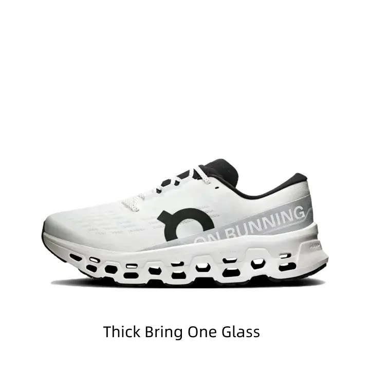 brand new unopened white black color block mesh thick sole running shoe high stretch mesh upper hollow cushion midsole light weight wear resistant anti‑slip gym daily hybrid running shoe