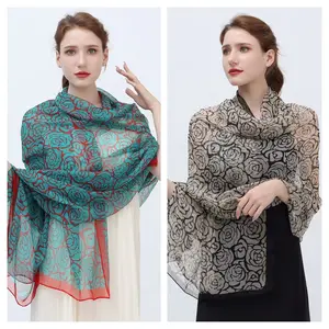 125×180 cm. Rose-printed chiffon scarf. Soft and transparent beach towel. Sunscreen shawl. Suitable for travel and vacation. Buy two for better price. Choose two for you and your best friend.