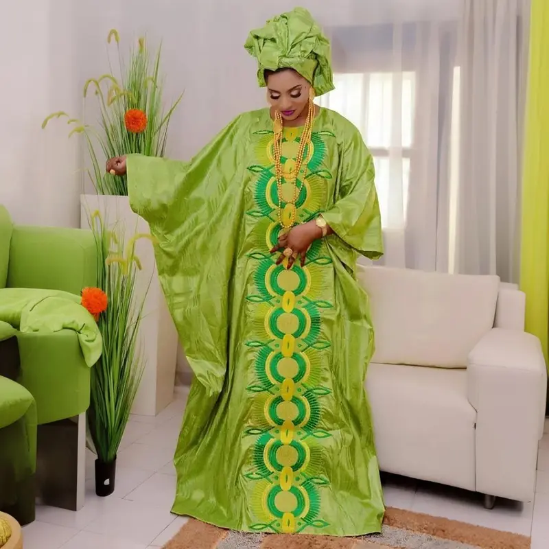 slim fit dress slacks Brocade African Boubou Green Kaftan