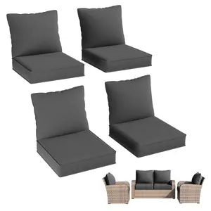 【Only Cushion】 Aoxun Replacement Cushions for Outdoor Furniture, 4-Piece Outdoor Cushions for Patio Furniture, Deep Seat, Waterproof & Fade Resistant Couch Cushion for 4-Seat Patio Conversation Sets, Grey