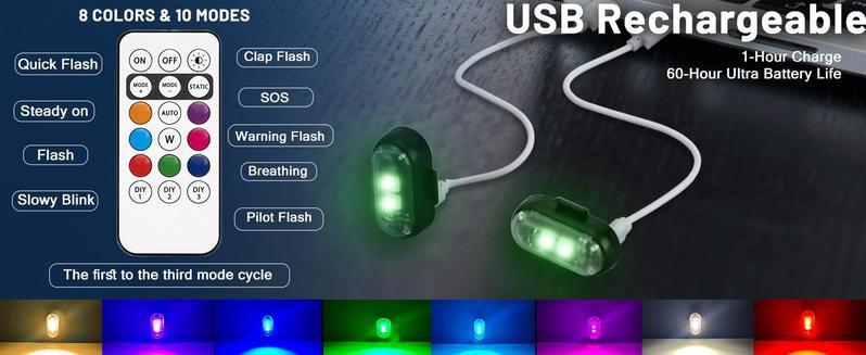 6PCS Wireless Led Strobe Lights with Remote Control ,Drone Strobe Light, RechargeableEmergency Lights,LED Anti-Collision Lights for Car, Motorcycle, Drone, Bike
