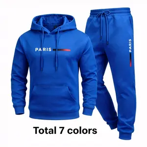 Men’s Paris Letter Hoodie Set (2-Piece) | Pullover Hoodie + Drawstring Sweatpants | Daily Casual Fit