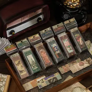 Vintage Plant Floral Stickers Pack, 50 Random Color Hand Account Material Decals, Decorative Small Patterns for Water Cup Phone Case